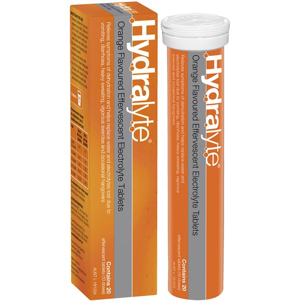 Hydralyte Effervescent Electrolyte Orange Tablets 20 - Expiry 10/24
