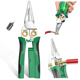 Wire Stripper Twister with Electricity Measurement Function 8in1 Wire Stripping Pliers for Cutting and Pulling Wires Cable Scissors for Scraping and Pressing Wires with Voltage Test (8-in-1)