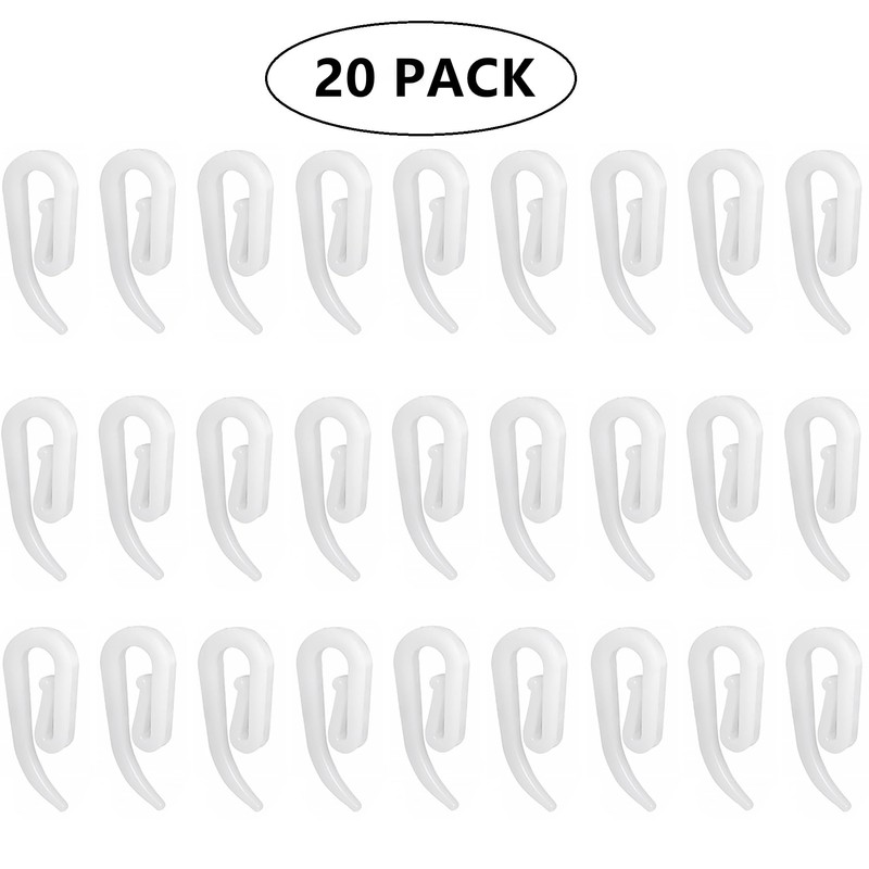 White Plastic Curtain Hooks for Door,Window Curtain Header Tape Drapery