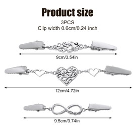 3pcs Vintage Sweater Clips, Shawl Clips for Women Clothing Retro Cardigan Collar Clips Back Cinch Clips Dress Shirt Brooch Clip Waist Cincher Clip, Prevent Clothing from Slipping Off (Style 1)