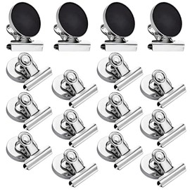 Magnetic Board Fridge Whiteboard Magnets - 12 Strong Mini Magnets: School, Household, Office - Stainless Steel - Includes Notepad