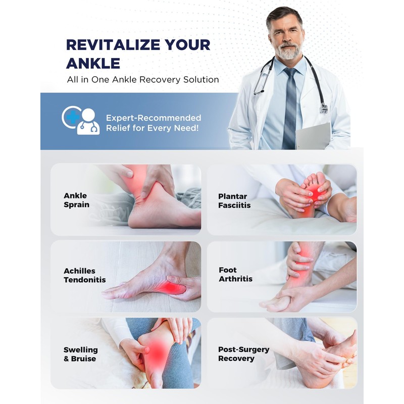 Ankle Ice Pack Wrap with Dual-Freezestorm Cooling Gel for Sprained,