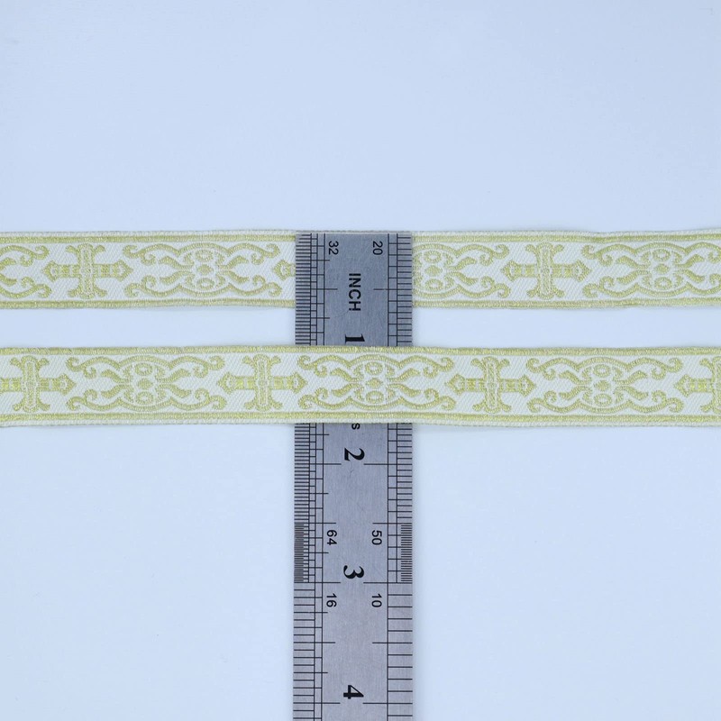 Cinta jacquard boho de 10 yardas con bordado dorado para
