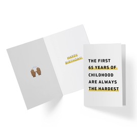 Karto Funny 65th Birthday Card for Men Women - Large 5.5x8.5 inch 65 Years Old Birthday Cards for Him Her - Childhood