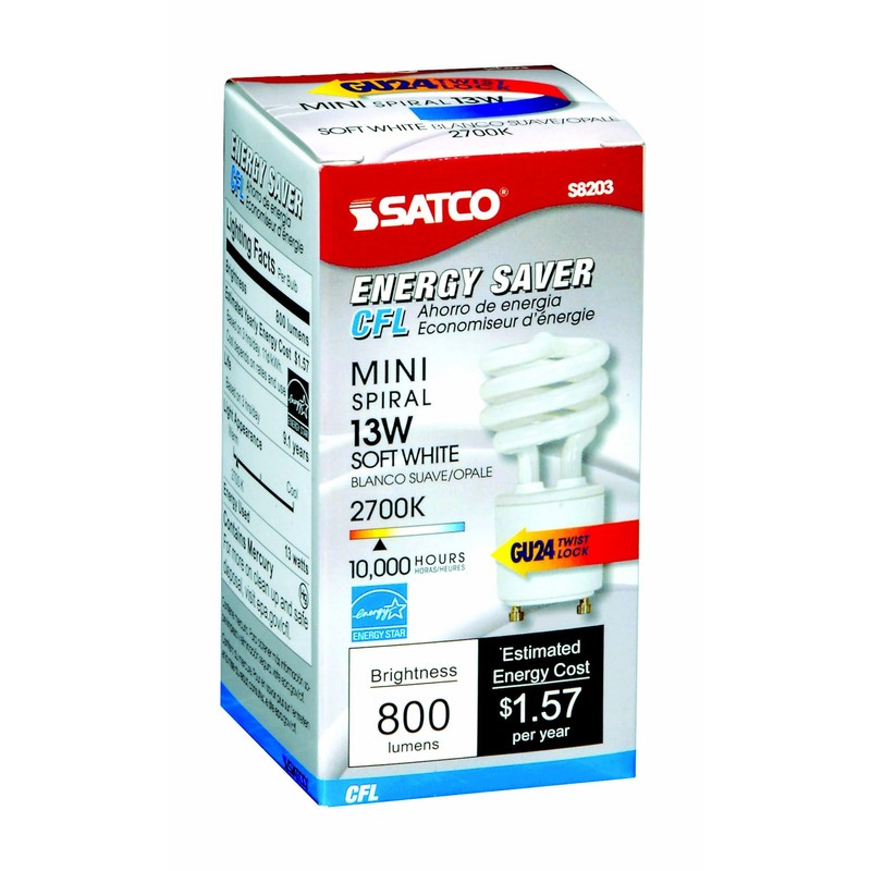 Satco S8203 13 Watt (60 Watt) 800 Lumens Mini Spiral