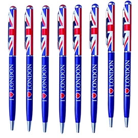Souvenirs London Pens Union Jack Blue I Love London Pens Set of 8 British Gift Pens UJ UK England pen