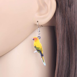 WEVENI Acrylic Sun Parakeet Parrot Earrings Bird Dangle Drop Jewelry For Women Nice Gift (Orange)