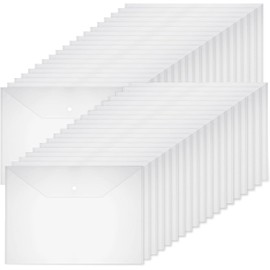 30 Sobres de Plástico, Sobres de Plástico con Cierre a Presión,Transparente, Impermeable, Tamaño A4 para Documentos de Oficina, Utiles Escolares, Papelería