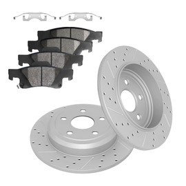 Fraxle Rear Drilled & Slotted Disc Brake Rotors and Ceramic Brake Pads kit for Jeep Grand Cherokee Dodge Durango 2011 2012 2013 2014 2015 2016 2017 2018 2019 2020