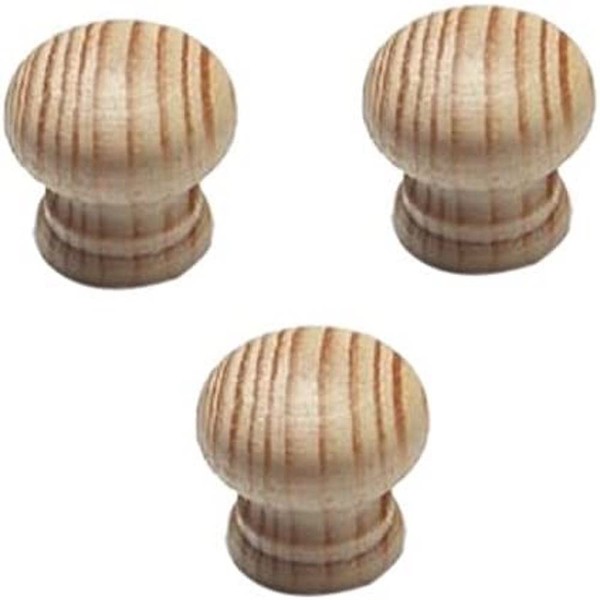 Merriway BH05185 (4 Pcs) Cupboard Door/Drawer Knob Beech Drilled Unlacquered