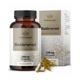 HERBAMAMA Bladderwrack Capsules - 1200mg Bladderwrack Herb Powder for Energy & Overall Support - Vegan, Non-GMO Sea Iodine Source Supplement, 100 Caps