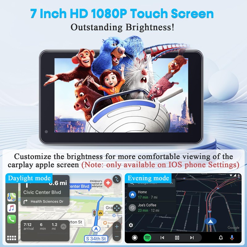 Carplay for Apple Portable Car Screen: Easy Setup 7 Inch