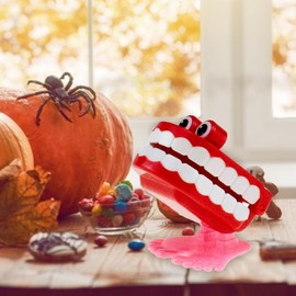 Red Wind Up Walking Babbling Chattering Teeth Bucket Lovely Attention Auti-sm Wind Up Teeth Lovely Children Early Education Tools Novelty and Gag