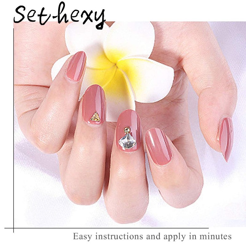Sethexy Short Oval False Nails 500Pcs 10Sizes Full Cover Acrylic