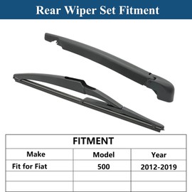 Rear Windshield Wipers Blade Arm Set for FIAT 500 2012-2019 Back Glass Wiper Arm Blade Replacements All Seasons Fit, Replacement OE: 68079869AA 68079870AA