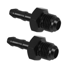 2PCS 6AN Male Flare to 1/4'' Hose Barb Straight Fitting Adapter Fuel Line Tube Aluminum Black, for Automotive Applications