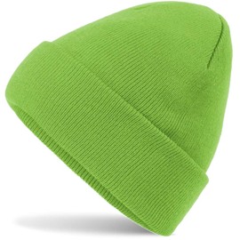 Women's Men's Knitted Hat, Women's Beanie Hat, Men's Winter Hat, for Women Men Unisex, Cuffed Hats Soft and Warm - lime green, size: 40