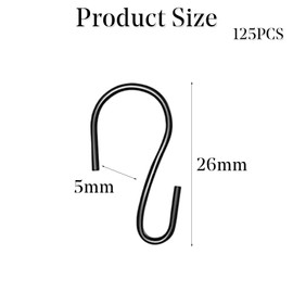 125 Pcs Black S Hooks 1 Inch Mini S Shaped Detachable Hanging Small Hooks Ornament Hook for DIY Crafts Jewelry Crystal Bead Curtain Christmas Tree Baubles Garden Kitchen Bathroom Hanging Decoration