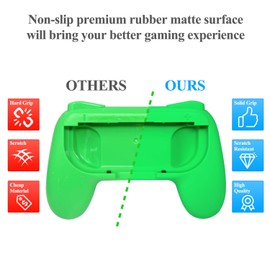Grip Holder for Joy Con Switch & Switch OLED Model with Thumb Grip Caps, (4 Pack) Rubber Surface Joy Controller Grip Holder with Joystick Caps Accessories - Blue/Red/Pink/Green