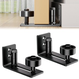 JZVXX 2 Pack barn Door Floor Guide,Barn Door Guide Wall Mount Adjustable Roller-8 Setup Options-Black Powder Coated- Quiet Operations, Flush Design with Felt Strips
