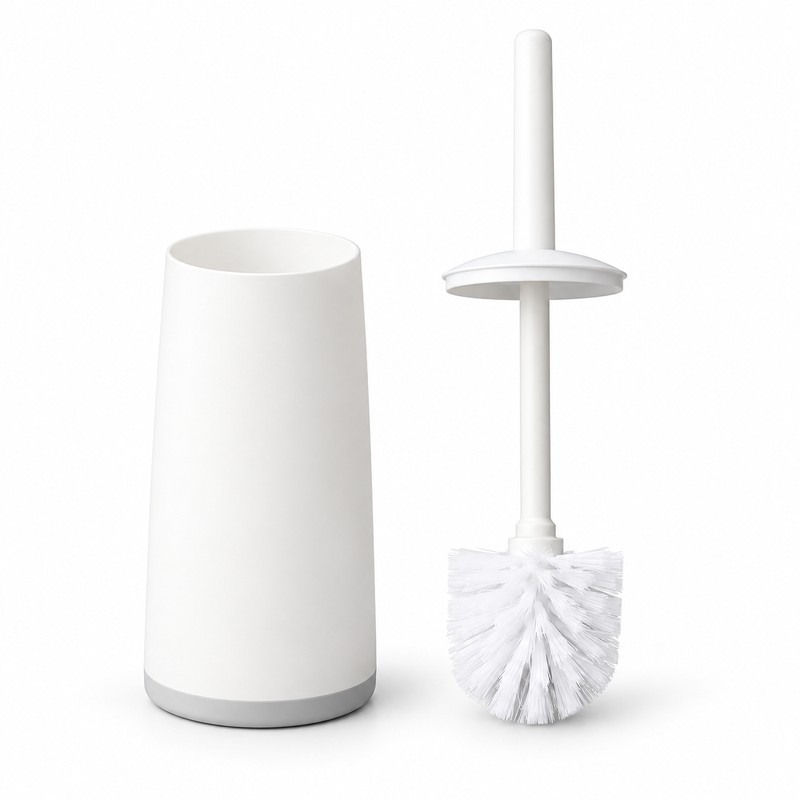 Long Handle Toilet Brush with Holder – 360° Round Bristle
