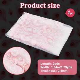 NBEADS 2 Yards Embroidered Flower Fabric, 64.6inch Polyester Mesh Embroidered Lace Trim Embroidery Tulle Fabric Garment Accessories for Dress Table DIY Crafts Curtain Home Vintage Decor, Misty Rose