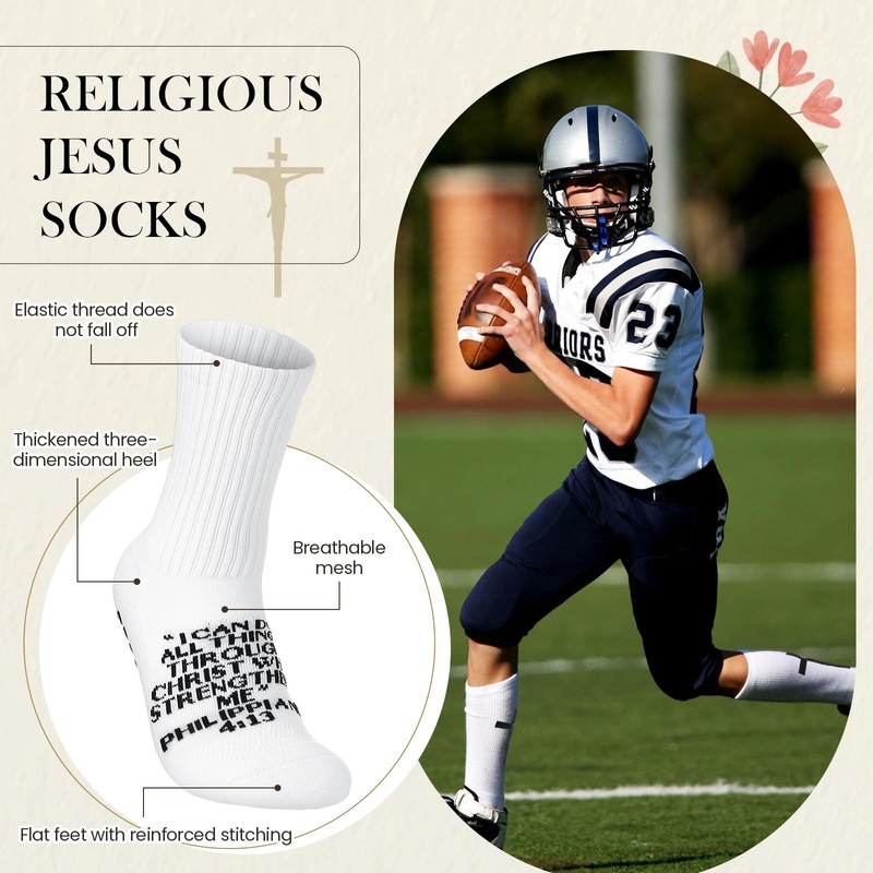 Christian Grip Cross Socks Anti Slip Religious Soccer Socks Bible