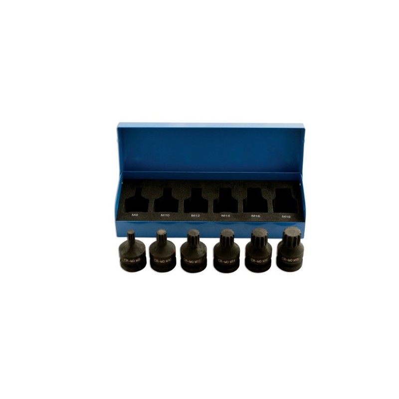 Laser 4939 Impact Spline Socket Bit Set 1/2"D 6pc