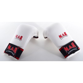 MAR INTERNATIONAL White Large Karate Punching Mitts/Gloves with Moulded Foam Padding - Elasticated Grip