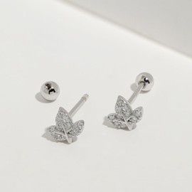 Meissa Cute Ball Back Earrings for Women Girls Kid Toddlers Baby 925 Sterling Silver Hypoallergenic Screw Back Earrings Safety Back Sleep-on Earrings for Multiple Piercing, Silver