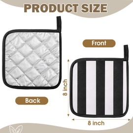 4 Pcs 8"x8" Pot Holders for Kitchen Oven Hot Pads Bulk, Potholders Dorm Essentials First Day of School Back to School Heat Resistant Terry Cloth Outdoor Dining Baking Cooking BBQ Gift(Black Beige)