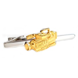 Tie Clip for Film Camera / Tie Clip / Tie Clip with Shiny Two-Tone Design Approx. 6.3 cm Long Including Gift Box Accessory for Silk Tie, Brass, without stone