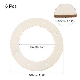 sourcing map 6Pcs Wooden Wreath Frames, Round 11.8" OD/7.9" ID Unfinished Floral Hoop Rings for DIY Christmas Easter Crafts Wedding Holiday Wall Home Decor