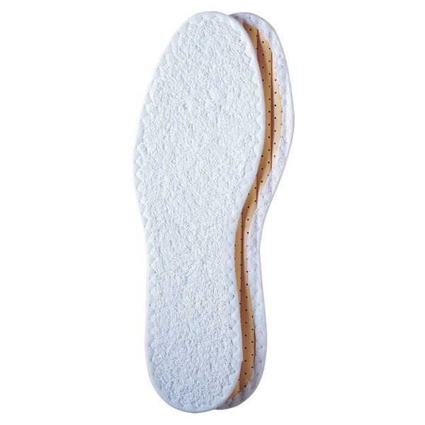 pedag Summer Pure Terry Cotton Insole, Handmade in Germany, Absorbs Sweat & Controls Odor Ideal for Wear Without Socks, Washable, US W11 M8 / EU 41, White, 1 Pair