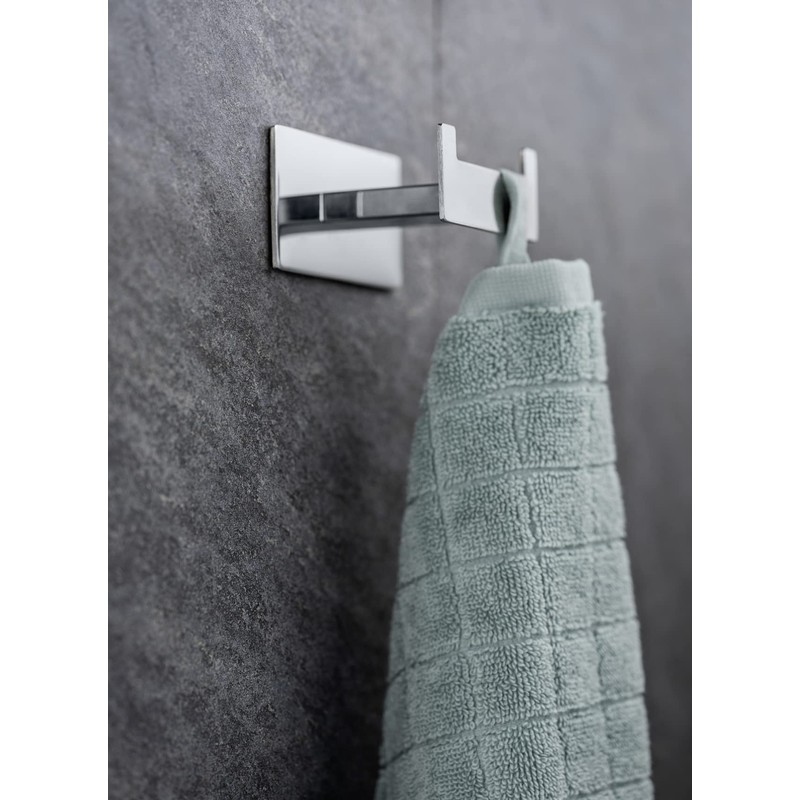 WENKO Turbo-Loc Duo Genova Shine Wall Hook, Decorative Double Bathroom