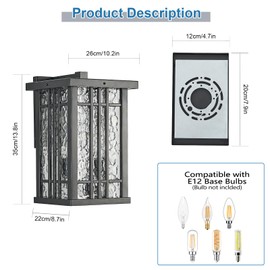 rosysky 2-Light Outdoor Wall Light,Waterproof Black Exterior Wall Lanterns,E26 Porch Sconce Wall Mount Light with Glass Shades,Outdoor Light Fixture for Garage Patio(Bulb not Included)