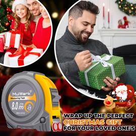 MulWark 25ft Metric Tape Measure, Easy Read Measuring Tape Retractable with Fractions 1/8, Both-Side Metal Blade, Magnetic Hook & Shockproof Case for Construction, Carpenter, Architect, Woodworking