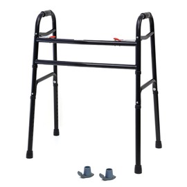 AireMed Bariatric Folding Walker Extra Wide – Skis Glides Included - Heavy Duty Steel Frame – 22" Between Hand Grips – Sleek Black Color - 600lb Capacity - Comfortable, Stable & Reliable Walker