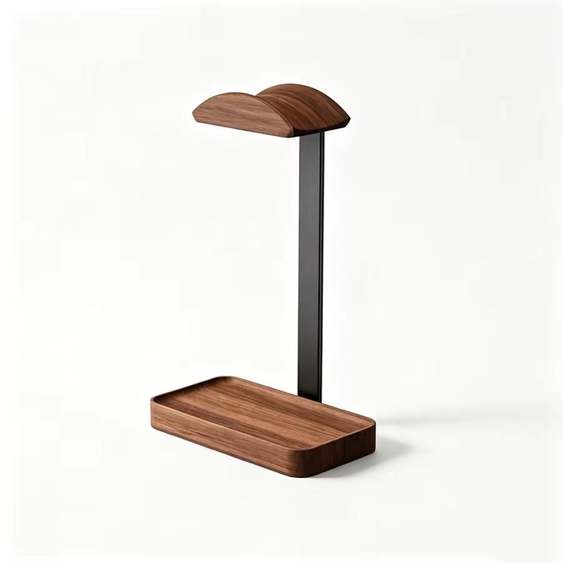 Solid Wood Headphone Stand for Gaming and Office Desks –
