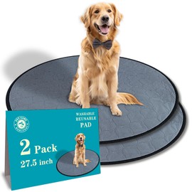 Bunlitent Washable Pee Pads for Dog 2 Pack, 27.5 Round Inch, Reusable Puppy Pads, with Quick Dry, Anti-Slip Dog Cat Pee Pads, Whelping Pads of Crate, Kennel and playpen.