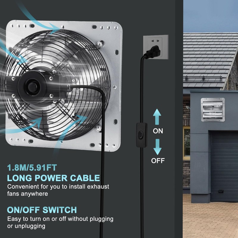 Criditpid 10 Inch Shutter Exhaust Fan 820 CFM, Wall Mounted