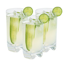 Restaurantware-Bev Tek 14 Ounce Highball Glasses, 6 Heavy-Duty Cocktail Glasses - Dishwashable, Shatterproof, Clear Polycarbonate Beverage Glasses, For All Kinds Of Beverages