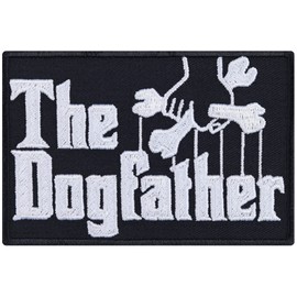 The Dogfather Sew-On Patch Men's Gift Dog Patch / Iron-On Patch with Embroidery - Dog Trainer Dog Dad Dog Owner Iron-On Patch for Jacket/Jeans/Accessories | 90 x 60 mm