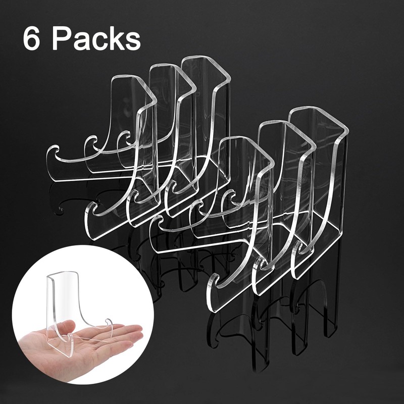 Hipiwe 6Pcs Clear Acrylic Display Stands with Deep Support Ledges