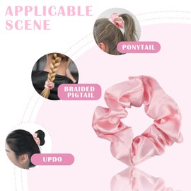 FERCAISH Pack of 5 Satin Hair Bobbles, Scrunchies Silk, Large Velvet Hair Bobbles, Elastic Hair Bands, Thick Hair Scrunchies for Women and Girls (Black)