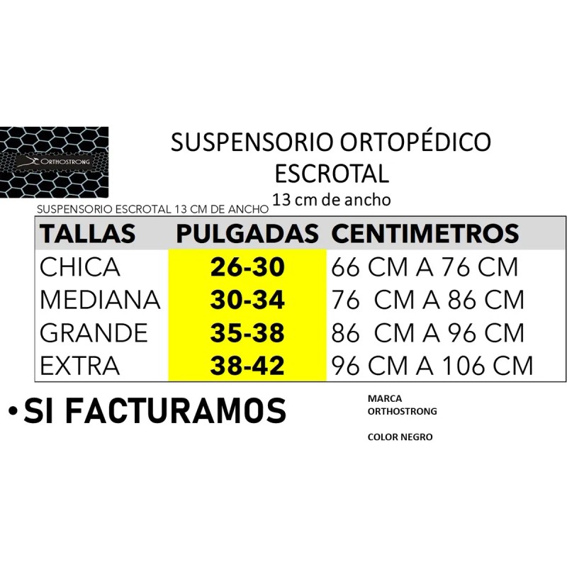 Suspensorio Clínico Ortopédico Transpirable 13cm De Ancho Negro Grande 34
