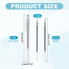 PATIKIL 20Pcs Erasable Gel Pens Refills, 1mm Heat Erasable Pens for Fabric Disappearing Ink Pen Fabric Markers for Sewing Quilting Planner Writing, Black Ink