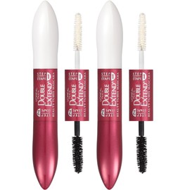 L'Oreal Paris Makeup Double Extend Beauty Tubes Lengthening Mascara, Blackest Black (Pack of 2)