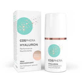 Cosphera Hyaluronic Night Cream 100% Vegan - Night Cream Against Wrinkles, Bags and Dark Circles 30 ml - Face Cream for Men and Women