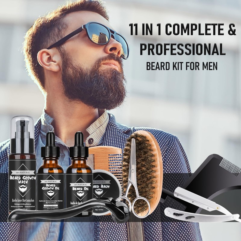 Upgraded Beard Care Set for Men, 11 in 1 Beard